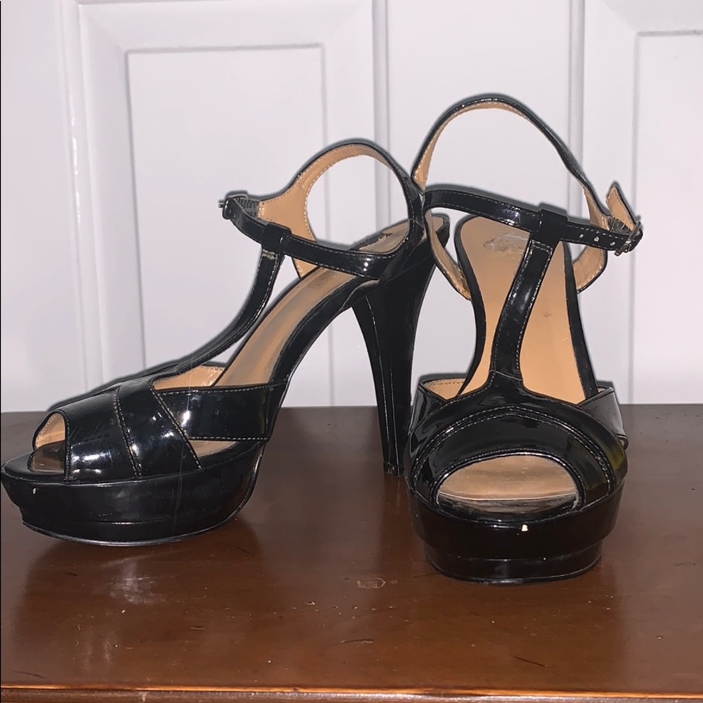 Nine West Black Strappy Heels